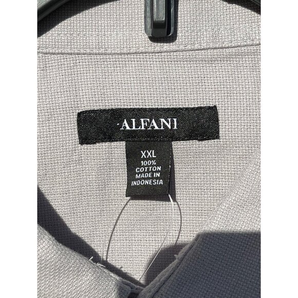 Alfani Mens XXL Light Gray Short Sleeve Button-Up Shirt 100% Cotton - Picture 4 of 5
